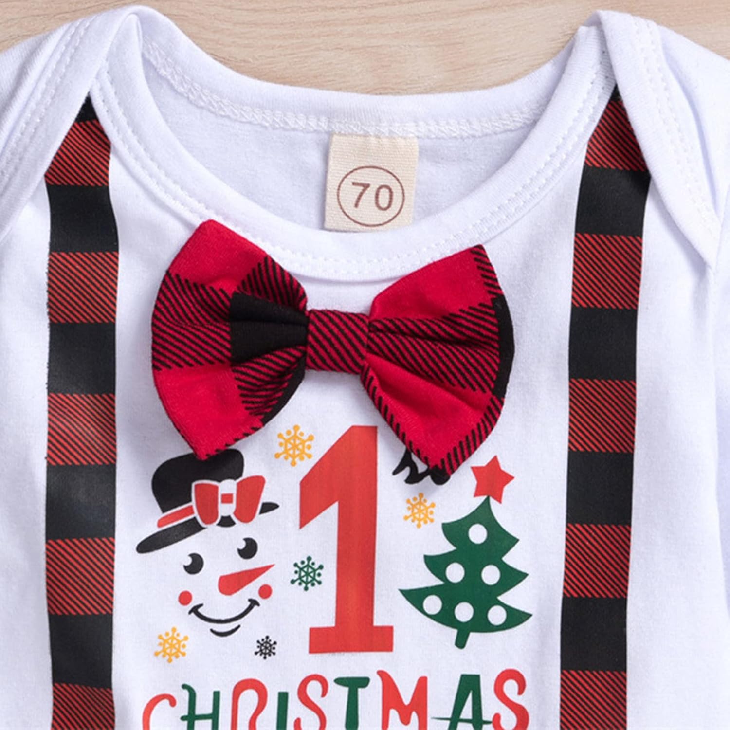Infant Boys Girls Christmas Long Sleeve Cartoon Prints Tops Plaid Pants Hat Newborn Outfits 3PCS Troop Jogging