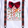 Infant Boys Girls Christmas Long Sleeve Cartoon Prints Tops Plaid Pants Hat Newborn Outfits 3PCS Troop Jogging