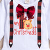 Infant Boys Girls Christmas Long Sleeve Cartoon Prints Tops Plaid Pants Hat Newborn Outfits 3PCS Troop Jogging