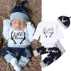 Newborn Baby Boys Clothes Little Man Long Sleeve Romper Deer Leggings Pants Hat Outfits Set Clothing