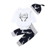 Newborn Baby Boys Clothes Little Man Long Sleeve Romper Deer Leggings Pants Hat Outfits Set Clothing
