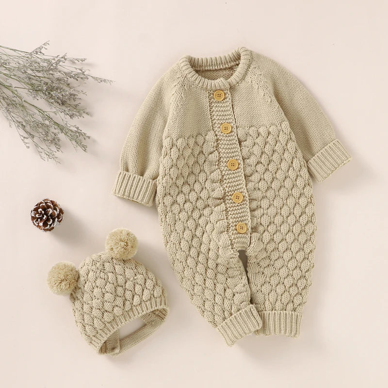 Peleles para bebé, conjuntos de ropa, monos de punto para niña recién nacida, trajes de otoño e invierno, monos de manga larga para niño pequeño, 2 piezas