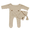 2 Stks/set Baby Hoed Romper Pasgeboren Fotografie Rekwisieten Gebreide Jumpsuit Lange Staart Cap Kit Zuigelingen Foto Schieten Kleding Outfits