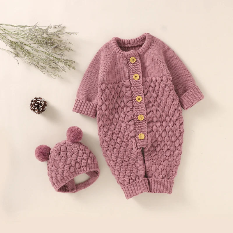 Peleles para bebé, conjuntos de ropa, monos de punto para niña recién nacida, trajes de otoño e invierno, monos de manga larga para niño pequeño, 2 piezas