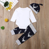 Newborn Baby Boys Clothes Little Man Long Sleeve Romper Deer Leggings Pants Hat Outfits Set Clothing