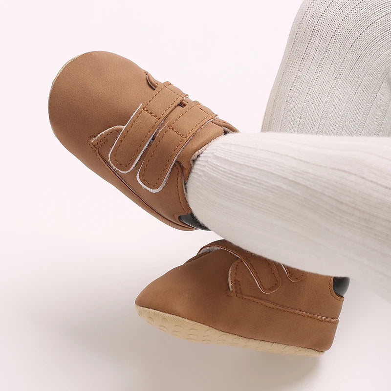 Newborn Baby Boys And Girls Brown Casual Shoes Baby First Walking Shoes Soft Sole Anti Slip Baby Casual Shoes 0-18M