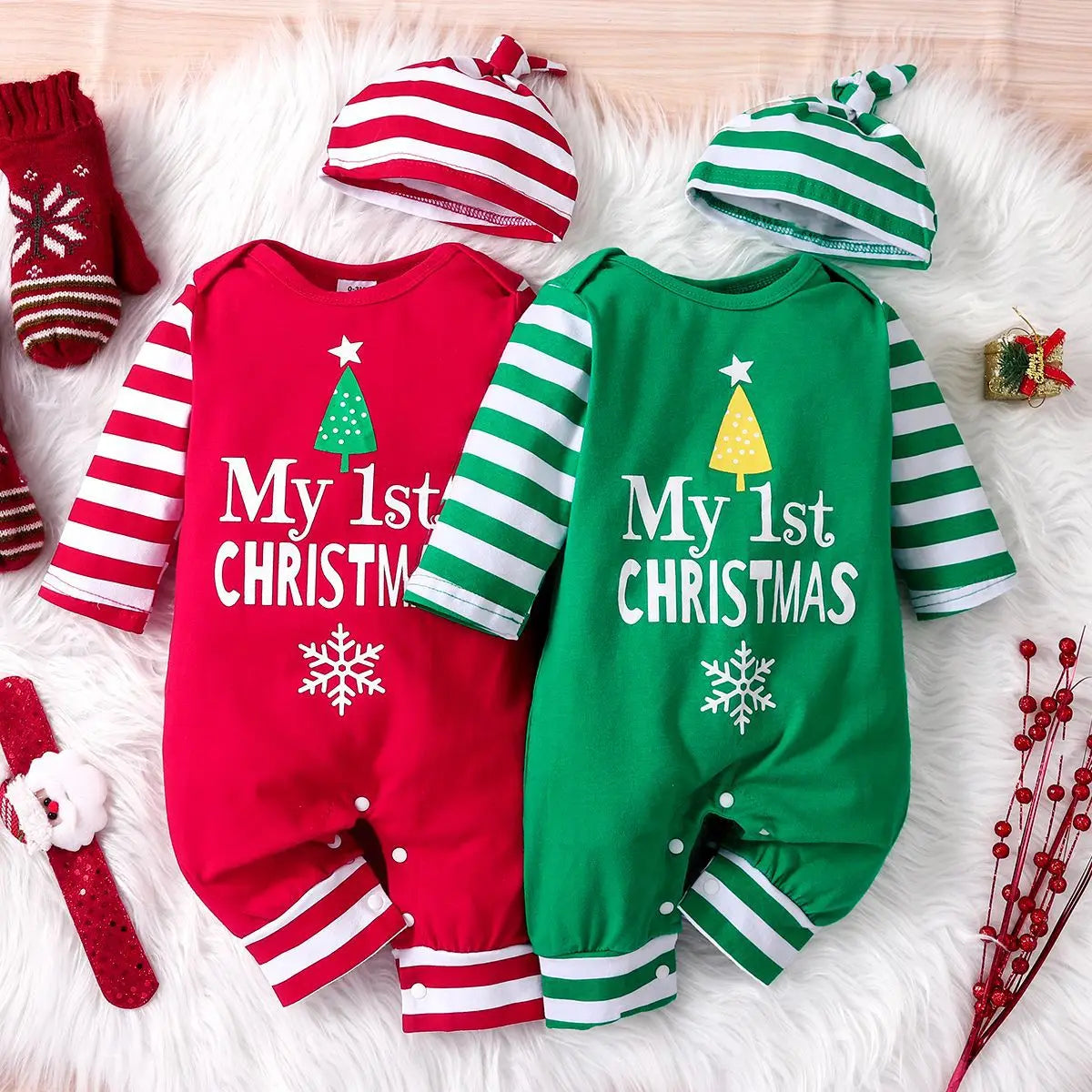 Twinkle™ | 🎄 Baby’s Eerste Kerst - Rompertje met Mutsje🎄