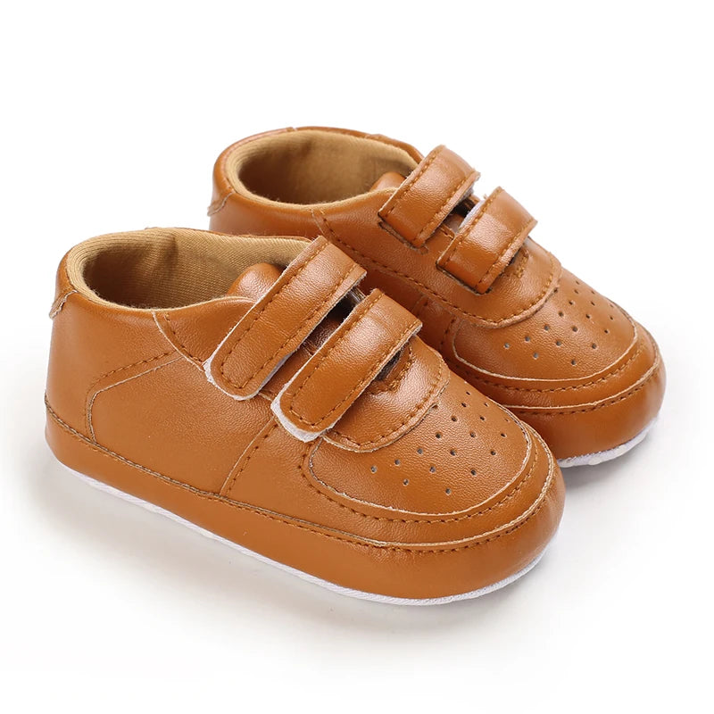 Newborn Baby Boys And Girls Brown Casual Shoes Baby First Walking Shoes Soft Sole Anti Slip Baby Casual Shoes 0-18M