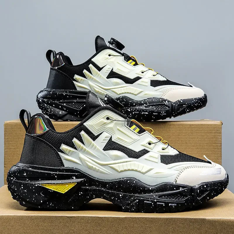 2024 Herfst Heren Casual Sneakers Sportschoenen Dikke Zool Trendy Hong Kong Stijl Ouderen Schoenen Ademend Eva Rubber Bovenwerk