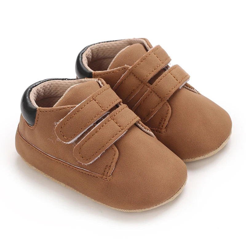 Newborn Baby Boys And Girls Brown Casual Shoes Baby First Walking Shoes Soft Sole Anti Slip Baby Casual Shoes 0-18M