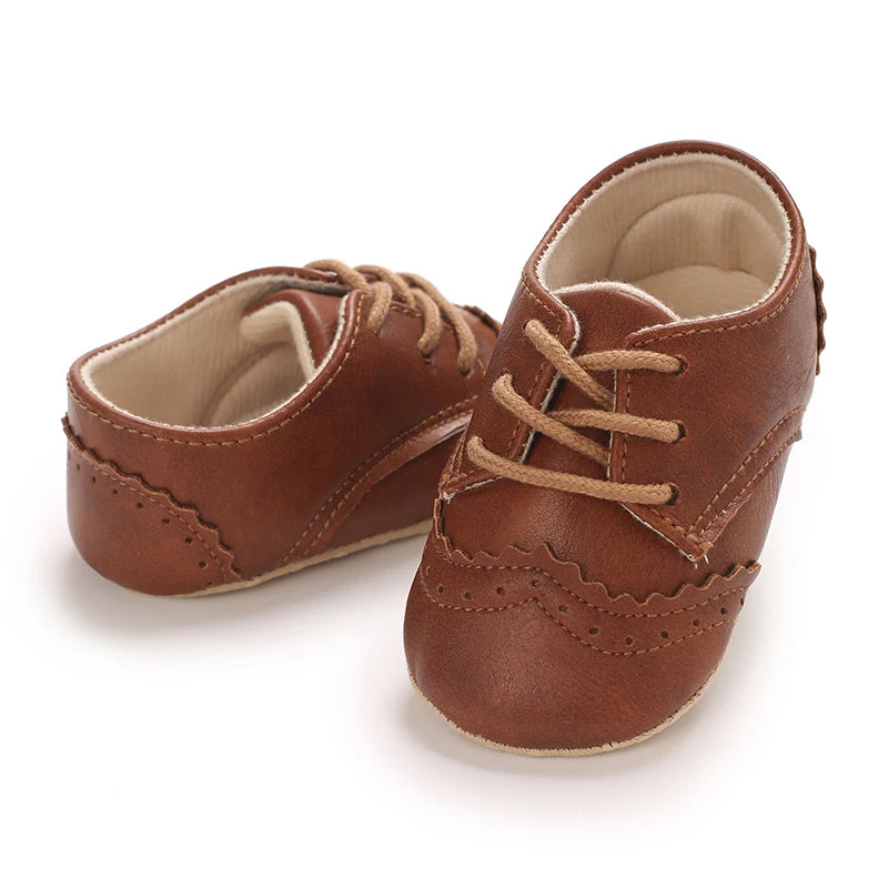 Newborn Baby Boys And Girls Brown Casual Shoes Baby First Walking Shoes Soft Sole Anti Slip Baby Casual Shoes 0-18M