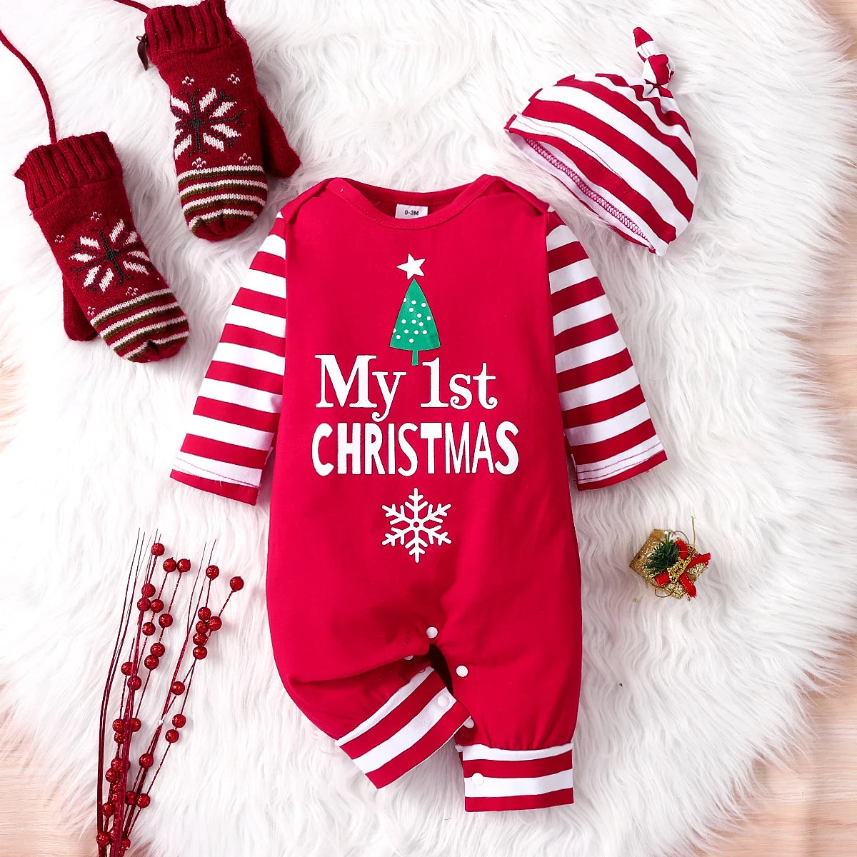 Twinkle™ | 🎄 Baby’s Eerste Kerst - Rompertje met Mutsje🎄