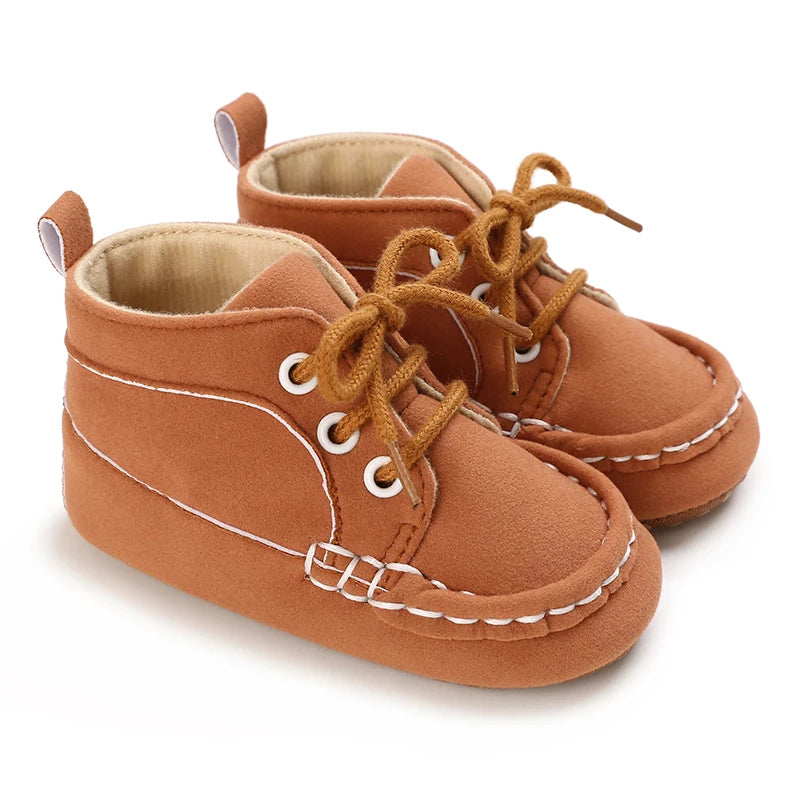 Newborn Baby Boys And Girls Brown Casual Shoes Baby First Walking Shoes Soft Sole Anti Slip Baby Casual Shoes 0-18M
