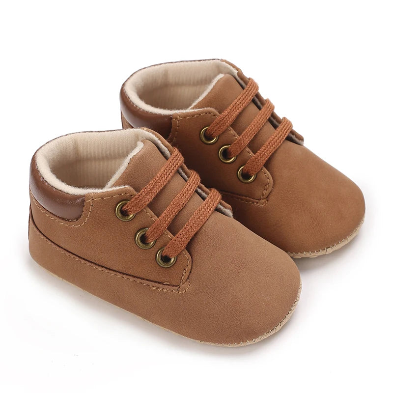 Newborn Baby Boys And Girls Brown Casual Shoes Baby First Walking Shoes Soft Sole Anti Slip Baby Casual Shoes 0-18M