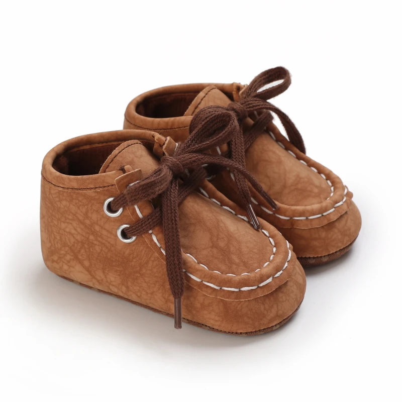 Newborn Baby Boys And Girls Brown Casual Shoes Baby First Walking Shoes Soft Sole Anti Slip Baby Casual Shoes 0-18M