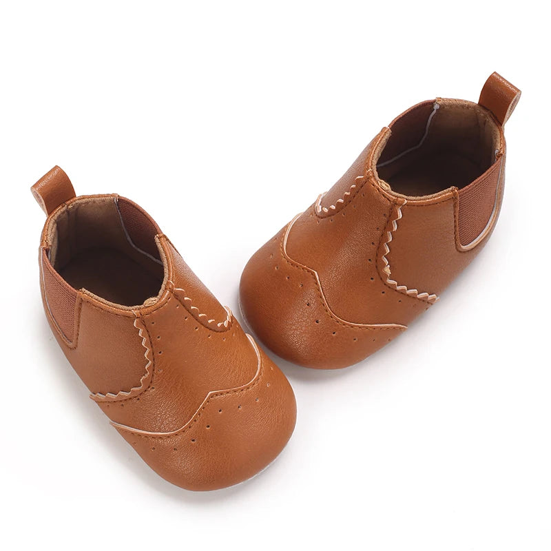 Newborn Baby Boys And Girls Brown Casual Shoes Baby First Walking Shoes Soft Sole Anti Slip Baby Casual Shoes 0-18M