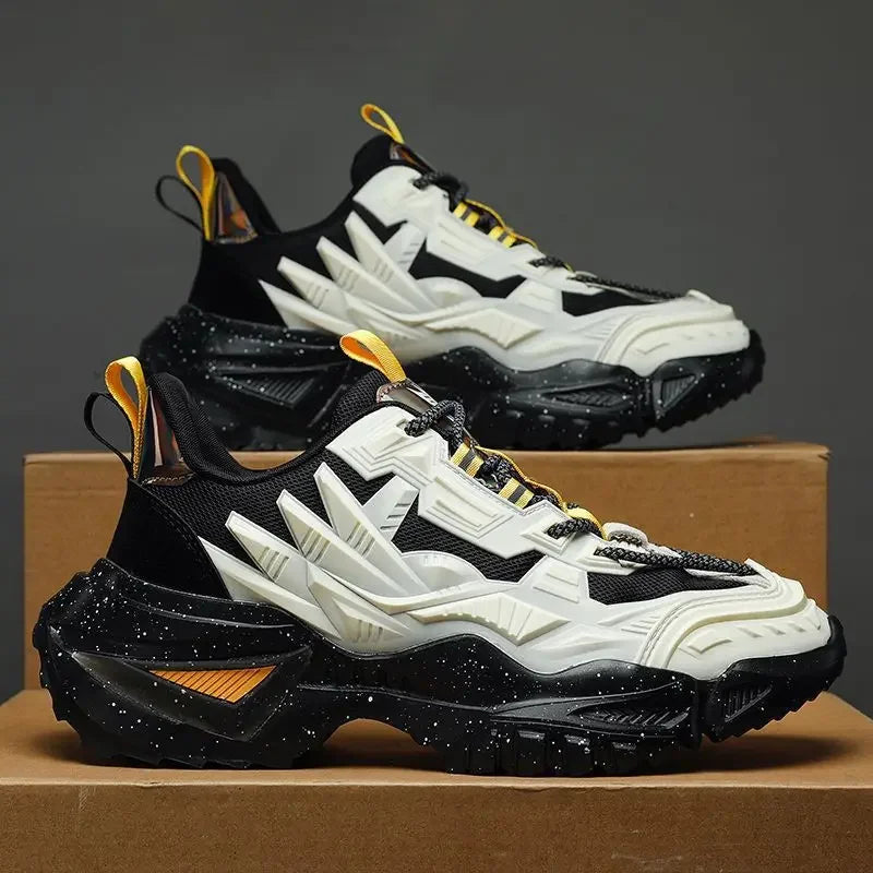 2024 Herfst Heren Casual Sneakers Sportschoenen Dikke Zool Trendy Hong Kong Stijl Ouderen Schoenen Ademend Eva Rubber Bovenwerk