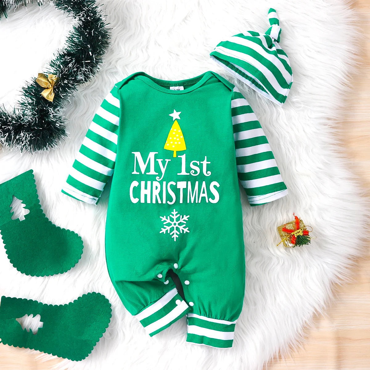 Twinkle™ | 🎄 Baby’s Eerste Kerst - Rompertje met Mutsje🎄