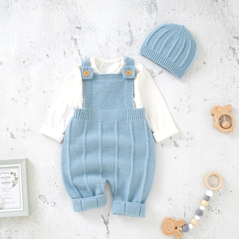 Sweetheart™ | Schattig gebreid baby tuinbroekje met mutsje