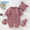 Peleles para bebé, conjuntos de ropa, monos de punto para niña recién nacida, trajes de otoño e invierno, monos de manga larga para niño pequeño, 2 piezas
